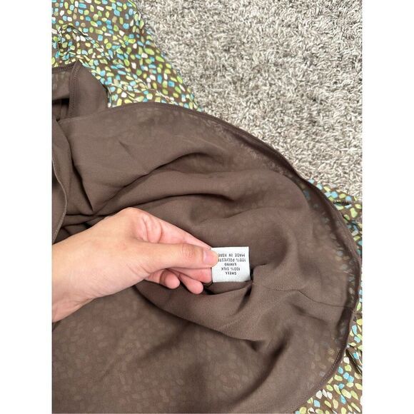Vintage Y2K Talbots Petite 8 Silk Slip Drop Waist Midi Dress Chiffon Brown Fairy - Picture 6 of 11